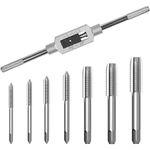 UpToDateTools 8PCS Metric Tap Set,Tap and Die Set,Hand Screw Thread Taps Set,Mini Metric Plug Tap Screw Tap Drill Tap Drill Set Tapping tool M3 M4 M5 M6 M8 M10 M12