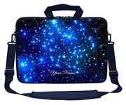 Meffort Inc Custom / Personalized Laptop Bag with Side Pocket & Shoulder Strap for Notebook Ultrabook Chromebook, Customized Your Name (15.6 Inch, Galaxy Stars)