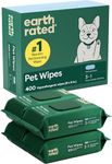 Earth Rated (A Canadian Company) Pet Wipes for Dogs and Cats, Hypoallergenic, 3-in-1 Cleaning, Deodorizing and Hydrating, for Grooming Paws, Body and Butt, New White Tea and Basil Scent, 400 Count