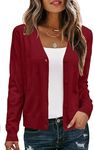 Arach&Cloz Womens Cardigans Soft Fall 2024 Cropped Lightweight Long Sleeve Business Casual Shrug Knit Sweater Tops Trendy Red