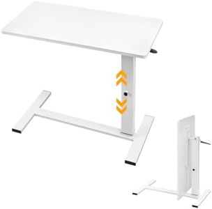 lumizone Foldable Overbed Table with Wheels Adjustable Height Bedside Desk 27.56"-36.61" Rolling Hospital Bed Table with Casters Medical Tray for Home Use Desk Over The Bed