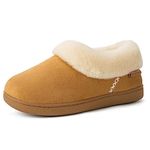 EverFoams Women's Cozy Slippers Fluffy Faux Fur Memory Foam Indoor Outdoor House Shoes with Rubber Sole Tan, 11-12 US