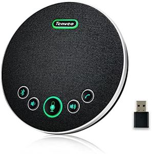 Tenveo Conference Speaker with Microphone, Bluetooth/Wireless/USB omnidirectional Speakerphone Noise Cancelling Conference Call 360° Pickup for Skype Zoom MicroTeams for 10~12 People Online Meeting