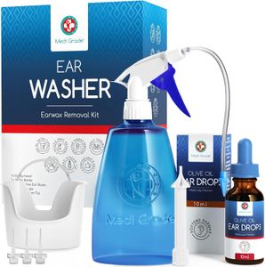 Medi Grade Ear Wax Removal Kit – 300ml Bottle, Olive Oil Drops, Reusable