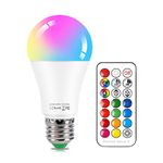 E27 Colour Changing Light Bulb 10W RGBW LED Light Bulbs Mood Lighting with 21key Remote Control,Dual Memory Function,12 Color Choices for Home, Party, Bar, Disco KTV, Stage Effect Lights