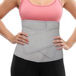 Abdominal Binder Post Surgery Tummy Tuck - Postpartum Belly Band Wrap | Post C Section Belly Binder Recovery | Stomach Compression Hernia Belt For Men or Women After Pregnancy (Small/Med)