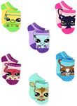 Littlest Pet Shop LPS Girl's Toddler Women's No Show 6 Pack Socks (Shoe: 7-10 (Sock: 4-6), Pink/Multi)