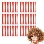 LFRANK 60 Pieces Hair Perm Rods, Plastic Cold Wave Rods Small Perm, Non-Slip Hair Rollers Short Curlers Rod with Elastic Rubber Band Perming Rods Curlers Hairdressing Styling Tool (Red, 0.2 Inch)