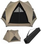 TANGZON Instant Pop-up Camping Tent for 4-6 People, 6-Sided Family Tent with Removable Rainfly, Skylight, Mesh Windows, Easy Setup Portable Shelter with Carrying Bag for Backpacking Hiking Travel