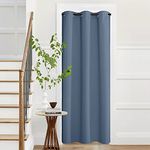 NICETOWN Sliding Hanging Room Divider,60%-70% Soundproof Privacy Panel Keep Heat Out Closet Door Curtains for Bedroom Doorway Hiding Bathroom Laundry Shelves,42 x 95 inches, 1 Panel, Stone Blue