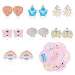 Yolev 7Pairs Clip On Earrings for Girls Dress Up Earrings and Princess Play Earrings Set for Kids No Pierced Design Girls Jewelry Accessories with a Box for Party Favors Birthdays Day