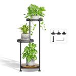 LyTaispuly 3 Tier Plant Stands for Indoor Outdoor, Tierd Metal Corner Plant Stand Holder, Flower Shelf Display Rack for Living Room Balcony Garden Patio, Black