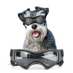 Namsan Dog Goggles Medium Breed UV Protection Dog Sunglasses for Small to Medium Dogs Windproof Anti-Fog Snowproof Puppy Glasses, Easy Wear/Adjustable (Cool Black)