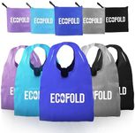 EcoFold Reusable Shopping Bag | Foldable Grocery bag, Shopping Tote Bag With pouch, Washable and Lightweight Shoulder carry bag, Grey, Black, Dark Blue, Light Blue, Purple,(pack of 5)