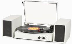 Bluetooth Vinyl Record Player, 3 Speed Record Player with External Speakers, USB Encoding, Vintage 33 45 78 RPM Turntable with Speakers, Aux-in, RCA Out Headphone Jack, Beige