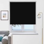 Rehan & CO Blackout Roller Blinds Thermal Insulated Fabric Easy fit Room Darkening window Shades/Blind Included Fittings Black (60cm width x 210cm drop)