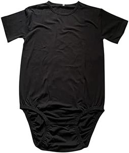 KLANNIZEROE Classic Solid Bodysuit Snap Crotch Pajamas ABDL Diaper Onesie, Black, 3X-Large