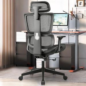 Primy Gaming Chair Ergonomic Office Chair, High Back Breathable Mesh Desk Chair with Adjustable Lumbar Support, Ergonomic Computer Chair Adjustable Swivel E-Sports Lifting Gamer Task Chair(Black)