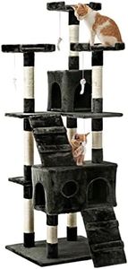 i.Pet Cat Tree Large Cats Tower Ultimate Scratching Post, 180cm Height Grey Pet Scratcher Cardboard Posts Indoor Kittens Wooden Play House Towers and Trees Corner Toys, with Condo Ladder Hanging Toy