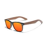 KINGSEVEN Wooden Sunglasses Polarized for Men Women Retro Vintage Mirrored Lenses Walnut Wood Frame W5777 (W5777-Orange)