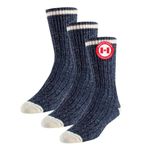 DURAY | Wool Socks for Men and Women | Warm Thermal Winter Socks | Heavy Duty Work Socks for Cold Weather | Durable Wool Blend Outdoor Socks | 3-Pack (Denim Blue, Size LARGE)