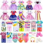 30 PCS Mini 6 Inch Doll Clothes and Accessories Include 4 Tops, 4 Pants for Boy Dolls, 5 Dresses , 2 Swimsuit and 2 Shoes, 10 Outfits Hangers Pocket Glasses Headset Crown for 5.3-6 Inch Dolls