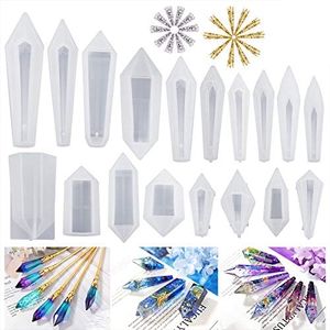 LET'S RESIN Resin Molds 18Pcs Pendulum Crystal Silicone Molds,Multi-Facet UV Resin Jewelry Molds for Quartz Crystals Pendants, Necklace