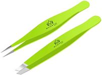 Majestic Bombay Fine Point + Slant Tweezers for Women and Men – Splinter Ticks, Facial, Brow and Ingrown Hair Removal–Sharp, Needle Nose, Surgical Tweezers Precision best tweezers for chin hair