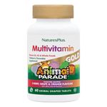 NaturesPlus Animal Parade Gold Children’s Multivitamin - Fun Animal Shaped Chewable Multi for Kids - Cherry, Orange and Grape Flavours - Vegan, Gluten Free - 60 Chewable Tablets