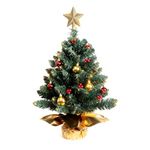 Liecho Mini Christmas Tree, 24 Inches, with Hanging Ornaments, Battery Operated Artificial Christmas Tree, Best DIY Christmas Decoration, Gold