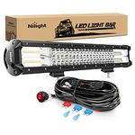 Nilight 20Inch 288W Triple Row Flood Spot Combo LED Light Bar Waterproof 28800LM Off Road Driving Lamp with Wiring Harness for Boat Trucks Pickup Jeep SUV ATV UTV, 2 Years Warranty (ZH403)