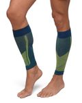 DANISH ENDURANCE Graduated Calf Compression Sleeves 21-26 mmHG for Men & Women, Blue/Neon yellow, Large