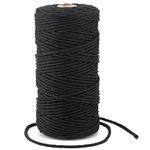 3MM Black Macrame Cord Craft Cotton String, 100M Durable Bakers Twine for for DIY Crafts and Handmade Arts