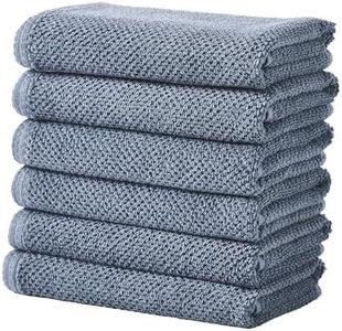 Great Bay Home Blue Hand Towels - 100% Cotton 6 Pack 26x16 Hand Towel Set - Absorbent, Quick-Drying, Durable Towels for Handroom Decor - Low-Twist, Two-Ply Fibers (Chambrey Blue)