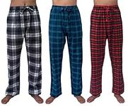 GIVEITPRO- 3 Saver Pack-100% Cotton Flannel Pajama Pant Bottoms-Yarn-dye Woven (LARGE, Combo D. (Grey, Blue, Coral))