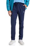 Van Heusen Athleisure Men Regular Fit Trackpants - Cotton Rich - Smart Tech, Easy Stain Release, Anti Stat, Ultra Soft, Moisture Wicking_50052_Blue Melange_XL