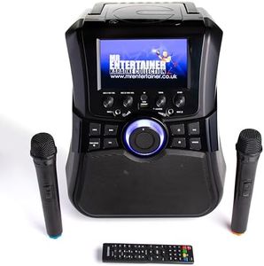 Mr Entertainer Megabox Portable Karaoke Machine with Screen. CDG/DVD/MP3G/USB. Includes 200 Song Family Party Pack & 2 Wireless Microphones