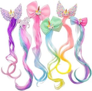 Color curly Hair Clip extensions 6 Rainbow multicolor clip together grow highlights wig Girls Kids Gift Halloween Cosplay party dress up