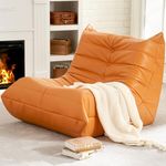 Hobestluk Bean Bag Chair Giant Bean Bag Sofa Memory Foam Bean Bag Chairs for Adults, Bean Bag Sofa Sack Faux Leather Bean Bag for Living Room Bedroom Dorm Office (Orange)