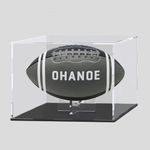 QIMOND Acrylic Display Case with Detachable Ball Stand, Compatible with Full Size Soccer & Rugby Ball, Dustproof Display Box for Exclusive Collectible Sport Memorabilia