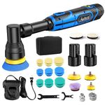 Avhrit Mini Car Polisher, Cordless Orbital Buffer Polisher with 2 Batteries, Polisher Pads Kit, 5 Variable Speed 2500-6500RPM for Car Detailing Sanding Compatible for 1 Inch, 1.5 Inch, 2 Inch