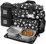 Mobile Dog Gear Week Away Dog Travel Bag (15"x7"x14", Paw Print) - Includes 2 Pet Food Storage Containers + 2 Collapsible Dog Water Bowls - Airline Approved Travel Accessories, Great for Weekend Trips