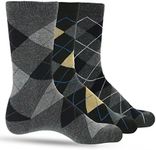 LUTHER PIKE SEATTLE 3 Pack of Premium Cotton Argyle Mens Dress Socks For Men – Colorful Fashion - Navy Grey