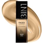 FACES CANADA All Day Hydra Matte Foundation | 3-in-1 Foundation + Moisturizer + SPF 30 | 24 HR Aloe Hydration & Vitamin C | 10HR Long Wear | Medium to High Buildable Coverage | Warm Beige 034 | 30ml