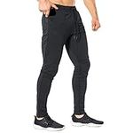 ZENWILL Mens Sweatpants with Zip Pockets Tapered Gym Workout Jogger Pants Athletic Pants Sports Ative Jogging Pants (Medium,Black)