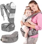 TINEST 6-in-1 Baby Carrier with Hip Seat & Head Support, Ergonomic Baby Carrier for Breastfeeding Newborn to Toddler (0-36 Months) - Baby Shower Gifts, Kangaroo Front & Back Facing Carrier (6-66 lbs)