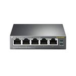 TP-Link 5 Port Gigabit PoE Switch, 4 PoE Ports @65W, Desktop, Plug-and-Play, Sturdy Metal with Shielded Ports, Fanless, Limited Lifetime Protection, Traffic Optimization, Unmanaged (TL-SG1005P) Black