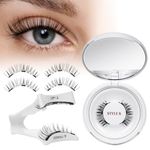 QUEWEL Magnetic-Eyelashes Natural Look, 1 Pair Reusable Magnetic Lashes Kit with Applicator, No Glue Needed Eyelashes Magnetics, Easy to Wear with Instructions(Magnetics Eyelash Kit K10)