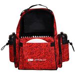 Latitude 64 Swift Disc Golf Backpack | Frisbee Disc Golf Bag with 15+ Disc Capacity | Introductory Disc Golf Backpack | Lightweight and Durable | Discs and Water Bottles not Included (Red Graffiti)