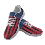 Jeiento Girls Sneakers Lightweight Breathable Tennis Sports Running Shoes for Womens - American Flag Pattern